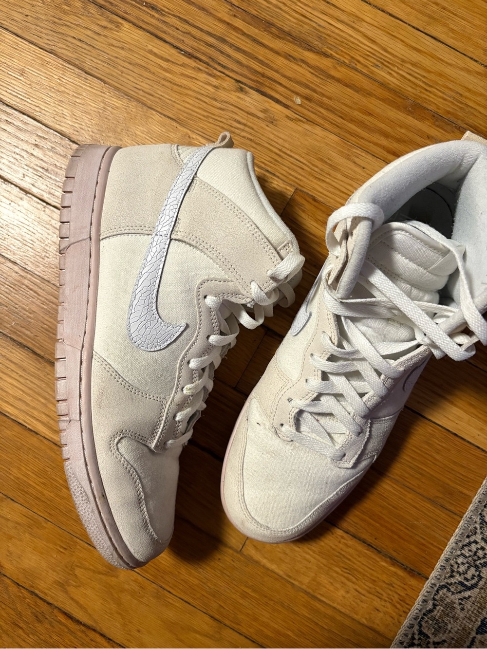 Nike High-Top Sneakers in Light Cream/White